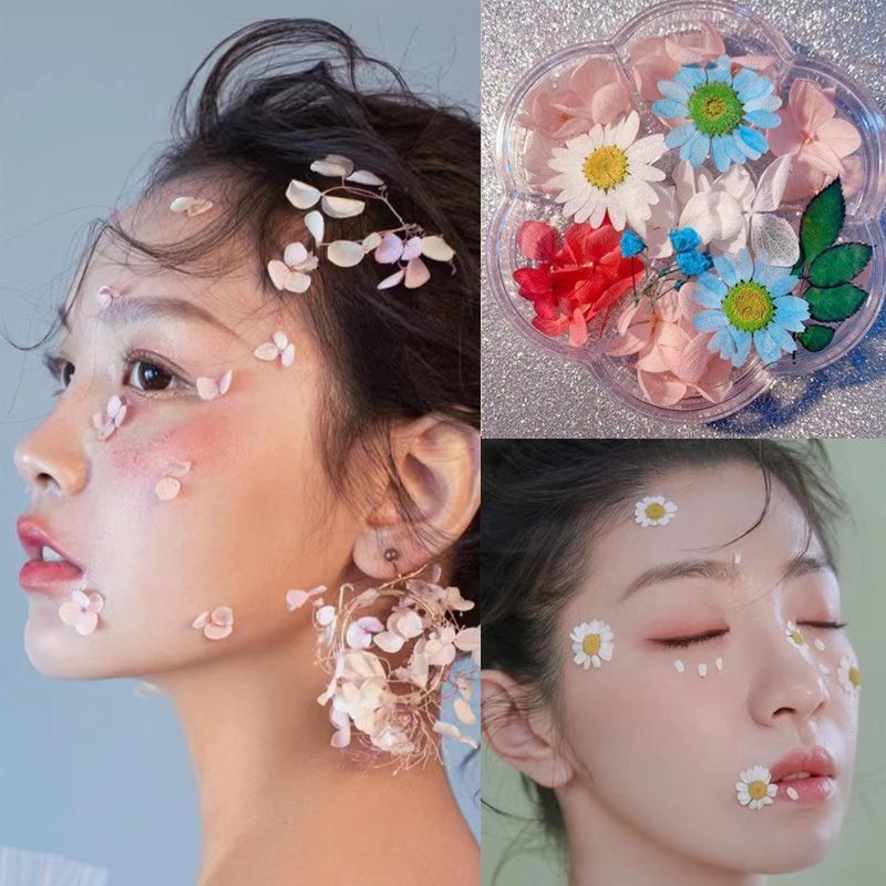 make-up-dry-flower-bride-makeup-facial-decoration-face-decoration-flower-paste-petal-makeup-face-patch-online-celebrity-photo