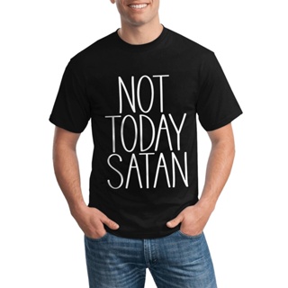 Gildan เสื้อยืด ผ้าฝ้าย 100% พิมพ์ลาย Not Today Satan คุณภาพสูง สําหรับผู้ชายS-5XL_01