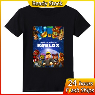 Roblox 2020ใหม่ผ้าฝ้าย100% ชายเสื้อยืดสาวแขนสั้นเด็กเสื้อผ้าการ์ตูนเด็กเสื้อยืดเกมเสื้อยืดเด็ก_03