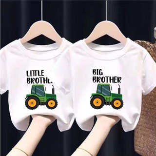 เสื้อยืดแขนสั้น พิมพ์ลาย Big Brother Little Brother สีขาว สําหรับเด็กผู้ชาย