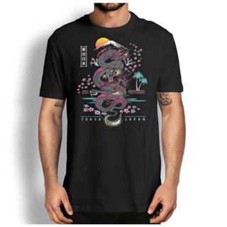 Japanese Tokyo Dragon Asian inspired Neon retro 80’s style T-shirt, Otaku Shirt_01