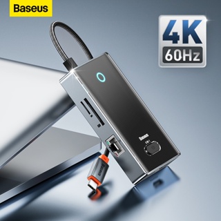 Baseus ฮับ USB 4K@60Hz HDMI พร้อม USB3.0 USB-C USB2.0 2 ชิ้น และตัวอ่านการ์ด SD TF สําหรับ MacBook และแล็ปท็อป USB-C