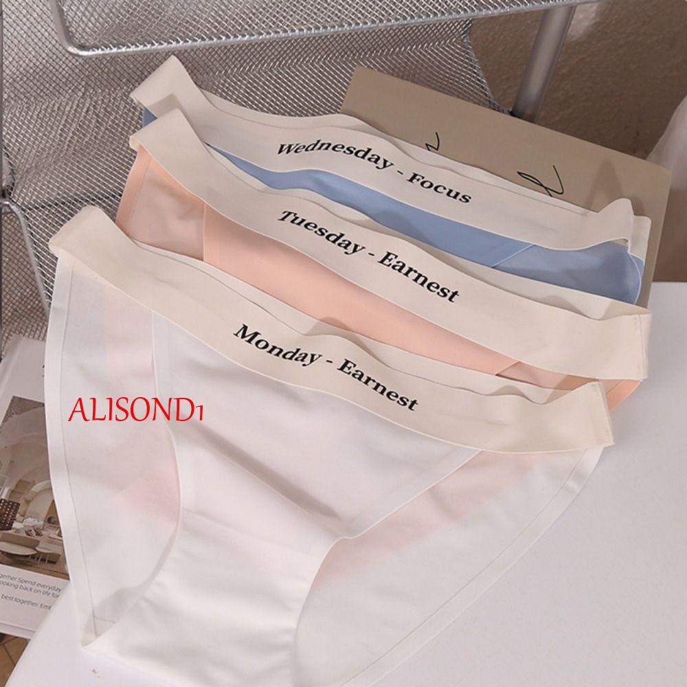 alisond1-กางเกงชั้นในสตรี-ญี่ปุ่น-ระบายอากาศ-ตัวอักษรหนึ่งสัปดาห์-สีพื้น-ไร้รอยต่อ-เอวกลาง-เกาหลี-ชุดชั้นใน