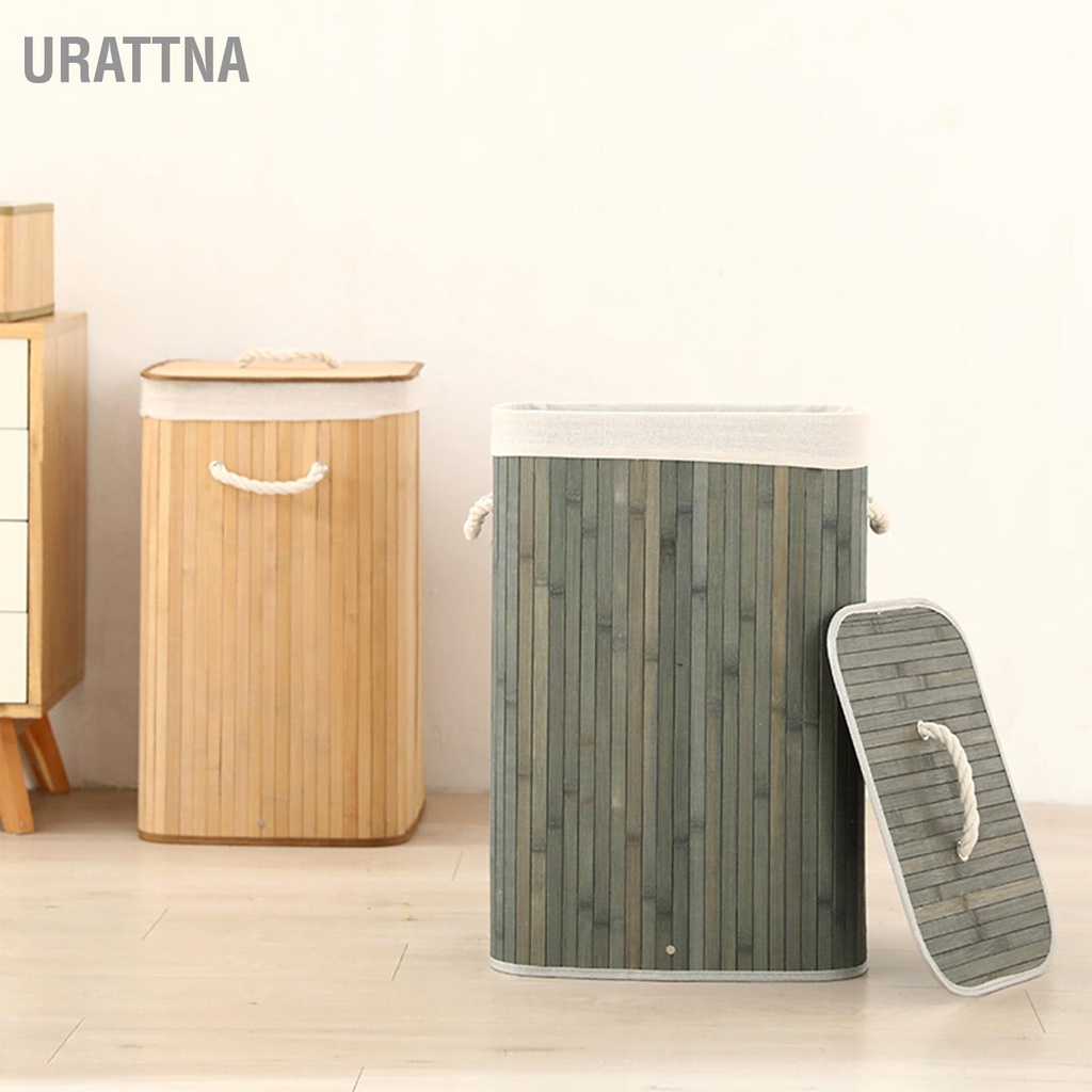 urattna-ตะกร้าซักผ้าพับได้ตะกร้าใส่ของชำไม้ไผ่ถังเก็บเสื้อผ้าสกปรกขนาดใหญ่สำหรับบ้าน
