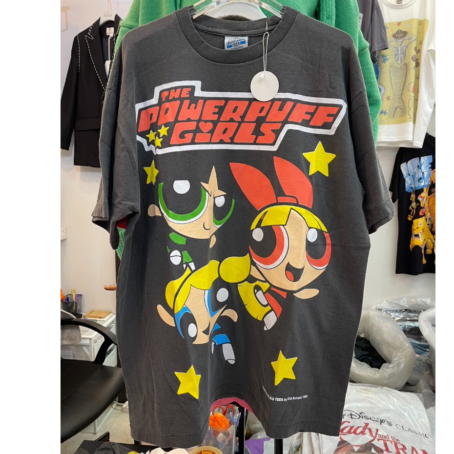 the-power-puff-girl-เสื้อยืดผ้าฟอกสีเทา-unisex-cotton-งานใหม่-ทำเก่า-ผ้าฟอกเฟดนุ่ม-ไร้ตะเข็บข้าง-สกรีนจม-หน้าหลัง