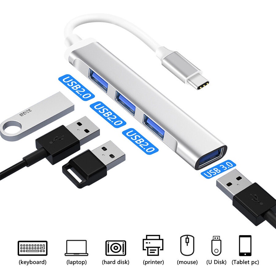 usb-hub-ความเร็วสูง-4-พอร์ตฮับ-usb-3-0-type-c-hub-adapter-สำหรับ-pc-notebook-labtop-อุปกรณ์เสริมคอมพิวเตอร์