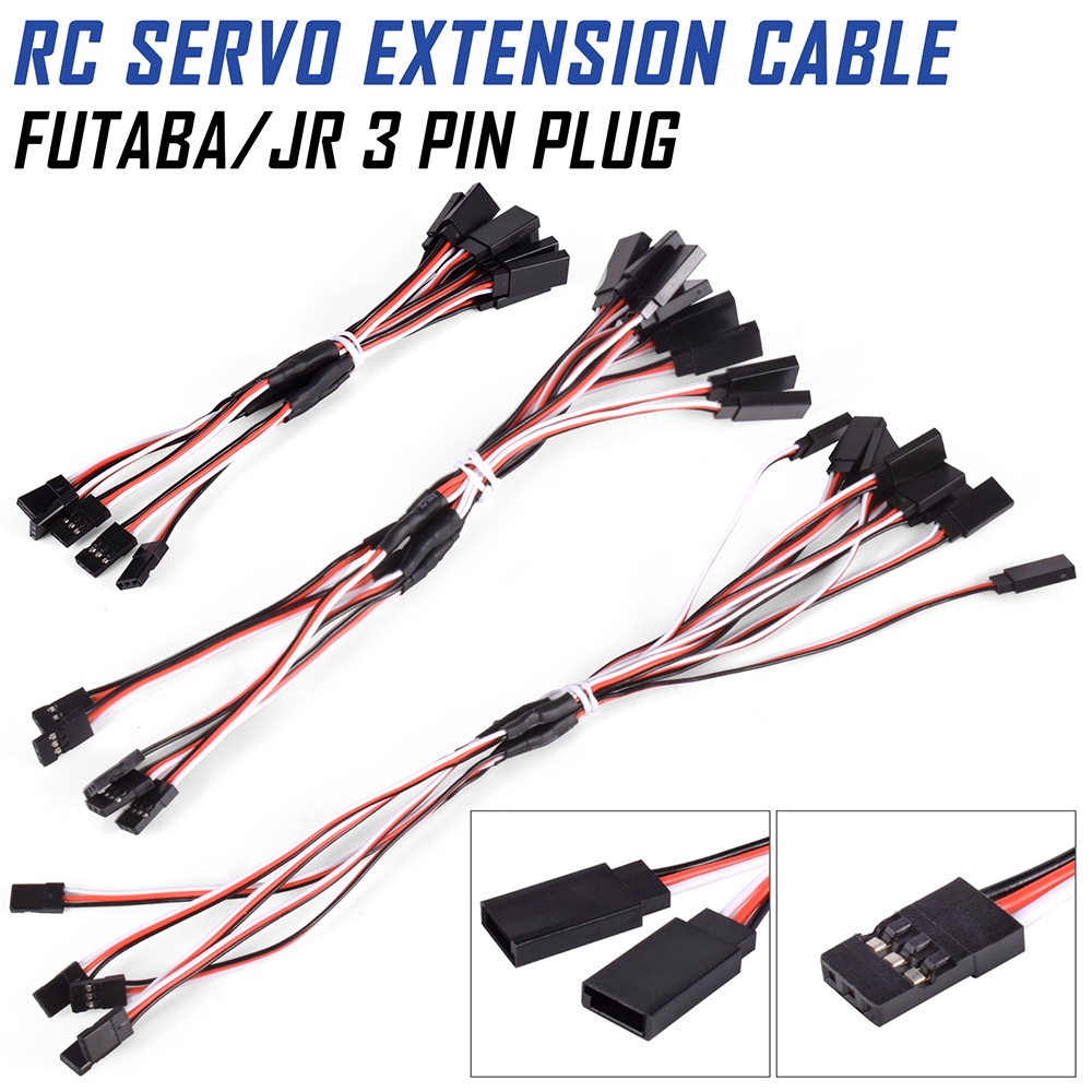 RUNCCI-YUN 25pcs JR Rallonge Cable D'extension Servo RC,Câble servo à 3 pins,Câble JR mâle à Femelle pour aéronef télécommandé (100mm,150mm,300mm, 500mm,600mm