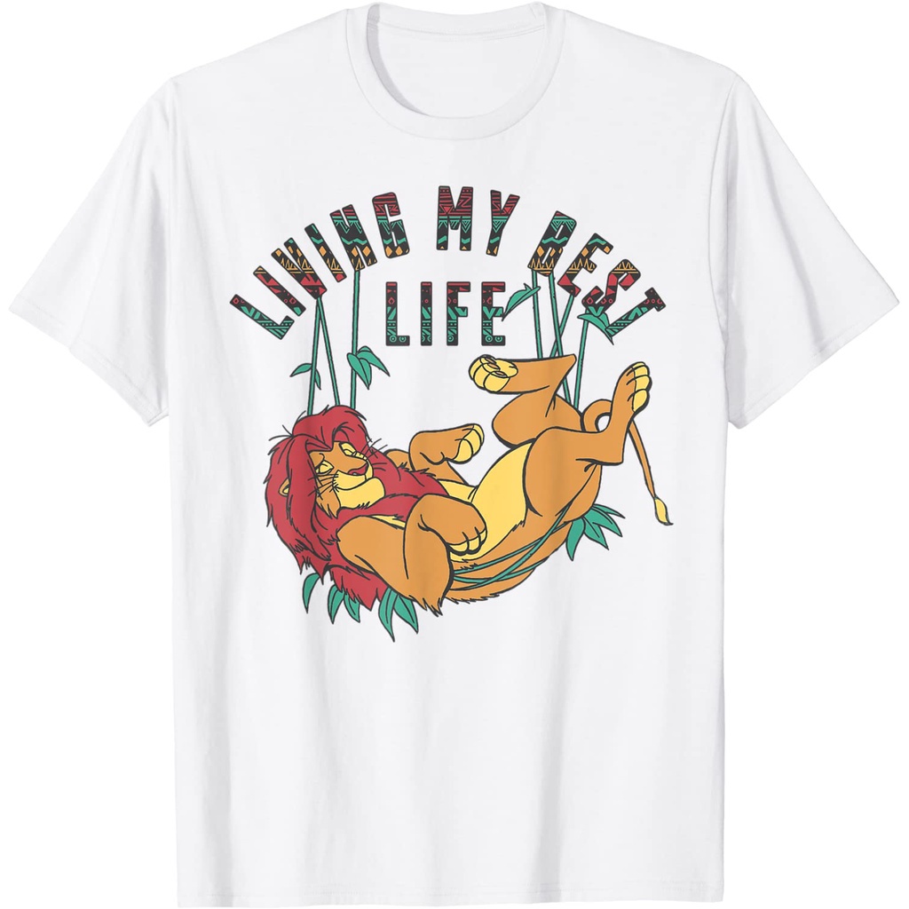 เสื้อยืด-พิมพ์ลายดิสนีย์-the-lion-king-living-my-best-life-simba-สําหรับผู้ใหญ่size-s-5xl-05