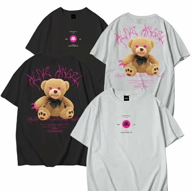 เสื้อยืด-พิมพ์ลาย-baju-deadly-bear-series-black-tees-kaos-distro-origina-ootdsupply-alive-angel-kaos-teddy-bear-เสื-02