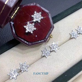 Fancysip หรูหรา คริสตัล เกล็ดหิมะ ต่างหูสตั๊ด สําหรับผู้หญิง โรแมนติก หมั้น งานแต่งงาน อุปกรณ์