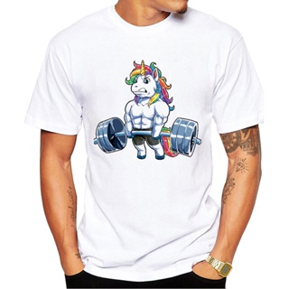 Short Sleeve Man Tops Fashion Weightlifting T-Shirt Rainbow Horse Printed Tshirts Cool T S_01