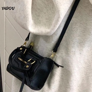YADOU ใหม่ กระเป๋ามินิสีดำมัลติฟังก์ชั่นที่ไม่ซ้ำใครที่ซับซ้อนของผู้หญิง