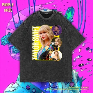 เสื้อยืดคอกลมเสื้อยืด ขนาดใหญ่ พิมพ์ลาย Haze "Taylor Swift" สีม่วง | หินล้างทําความสะอาด | เสื้อยืด ขนาดใหญ่ | สไตล์วินเ