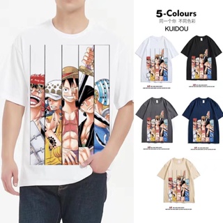 เสื้อยืดแขนสั้น ทรงหลวม พิมพ์ลายการ์ตูนอนิเมะ One Piece แฟชั่นฤดูร้อน สไตล์ญี่ปุ่น สําหรับผู้ชาย 2022