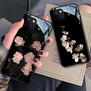 เคสโทรศัพท์มือถือ กระจกนิรภัย กันรอยกล้อง ลายดอกไม้ อุปกรณ์เสริม สําหรับ iPhone 14 Pro Max 11 13 12 Mini 14Plus 7 8