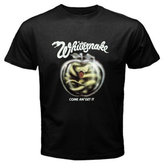 YiLin6 {Ready Stock XS-6XL} White Snake Whitesnake Come An Get It Rock Band Black 100% Cotton Sports Fitness Plus S_01