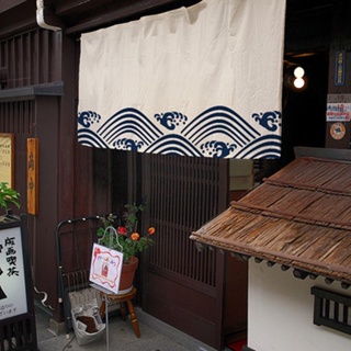 ผ้าม่านสั้น ลายคลื่น สไตล์ญี่ปุ่น สําหรับแขวนตกแต่งห้องครัว โรงแรม ร้านอาหาร