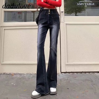 DaDulove💕 2023 New Korean Version of Ulzzang Retro Washed Jeans Niche High Waist Micro Flared Trousers