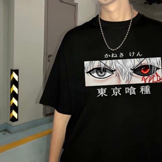 แฟชั่น👕 อนิเมะมังงะ Tokyo Ghoul Kaneki Ken Eyes Men เสื้อยืดฮาราจูกุการ์ตูนชาย