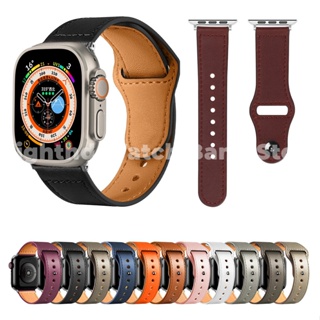 Geniune สายนาฬิกาข้อมือหนัง สําหรับ Smart Watches Series Ultra 8 7 6 SE 5 4 3 2 1 ขนาด 49 มม. 41 มม. 45 มม. 44 มม. 42 มม. 40 มม. 38 มม.