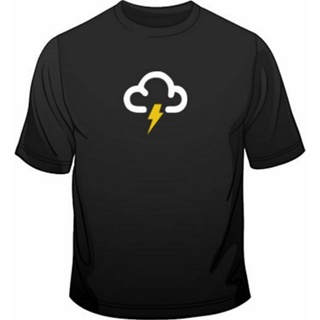 [S-5XL]เสื้อยืด พิมพ์ลายสัญลักษณ์สภาพอากาศ Lightning Thunder ทรงหลวม สําหรับผู้ชาย