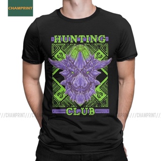 เสื้อคนอ้วน Erkekler avcılık kulübü Brachydios Monster Hunter dünya T Shirt Rathian ejderha MHW oyun pamuk kısa kol_03