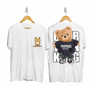 PRIA KATUN PUTIH Teddy BEAR  White Mens DISTRO T-Shirt/AKOS BEAR Image/Cotton T-Shirt/Screen Printing Shir_08