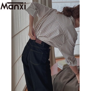 Manxi เสื้อแฟชั่นผู้หญิง เสื้อแขนยาว ลาย สไตล์เกาหลี A25K0IS