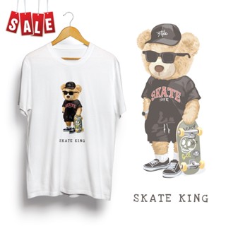 เสื้อยืดแขนสั้นคอกลม Cotton 100% สกรีนลาย TEDDY BEAR SKATE2_02