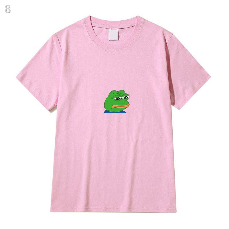 พร้อมส่ง-เสื้อยืดแขนสั้นผู้ชายและผู้หญิงพิมพ์ลาย-frog-ในนามกบใหม่ข้ามพรมแดนบนสเก็ตบอร์ด