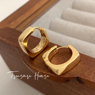Th Light ต่างหูห่วง ทรงสี่เหลี่ยม เรขาคณิต สีทอง หรูหรา หรูหรา สําหรับผู้หญิง