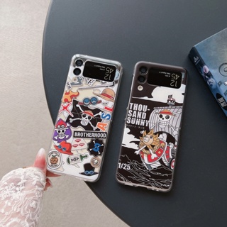 เคสโทรศัพท์มือถือแบบแข็ง ใส กันกระแทก ลายการ์ตูนวันพีซน่ารัก สําหรับ Samsung Galaxy Z Flip 3 5G Z Flip 4