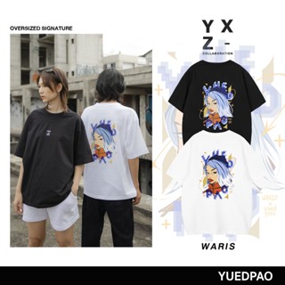 Yuedpao X Waris ยอดขาย No.1 รับประกันไม่ย้วย 2 ปี เสื้อยืดเปล่า เสื้อยืด Oversized แขนสั้น Black&amp;White_04