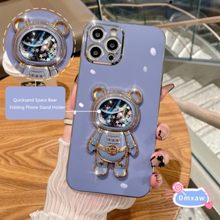 เคสโทรศัพท์มือถือแบบนิ่ม มีทรายไหล แต่งกลิตเตอร์ ลายหมี ดาว พร้อมที่ตั้งวาง สําหรับ Huawei Y9 Prime Y7 Pro 2019 Y8P Y6P Y9S Honor 9X Y7A