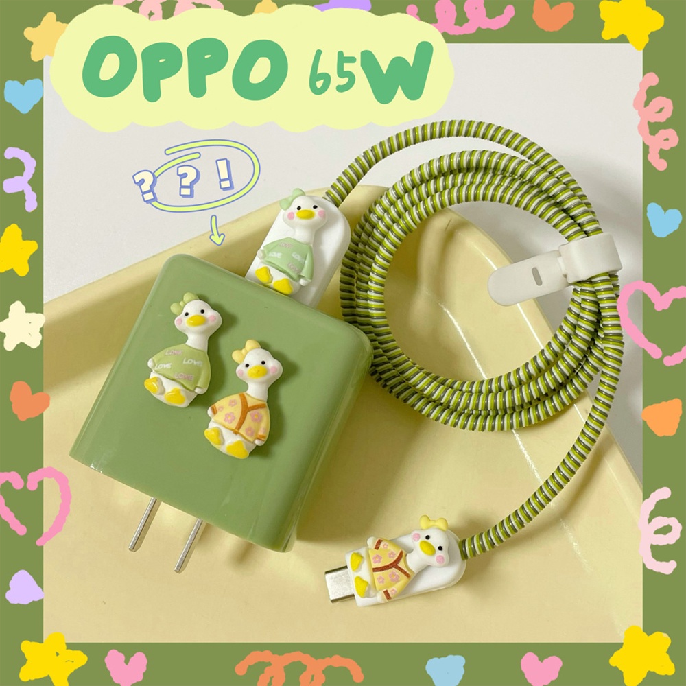 ฝาครอบสายชาร์จโทรศัพท์มือถือ-ลายการ์ตูนเป็ดน่ารัก-สําหรับ-oppo-65w-usb-prot