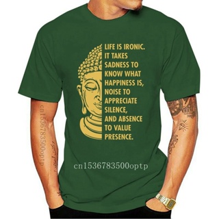 New Buddha Buddhism Life Is Ironic Sadness To Happiness Tshirt Summer Fashion Mens Short Sleeve T-Shirt_04