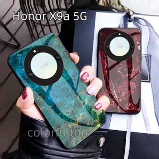 เคสโทรศัพท์มือถือกระจกนิรภัย ลายหินอ่อน ไล่โทนสี สําหรับ Huawei Honor X9a 5G X9 A HonorX9a X8a X7a X7 X8 4G 5G