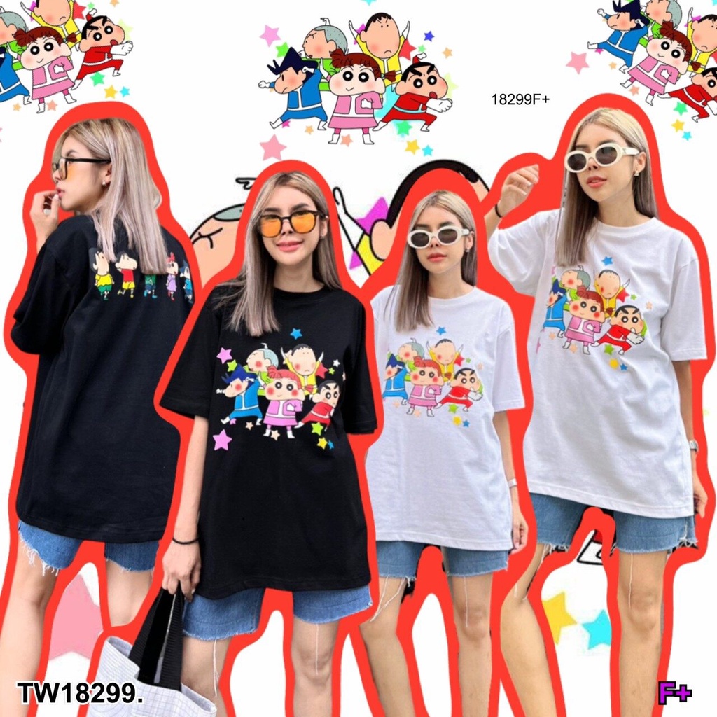 ใหม่เอี่ยมtw18299-เสื้อยืด-t-shirt-oversize-สกรีนลายการ์ตูน