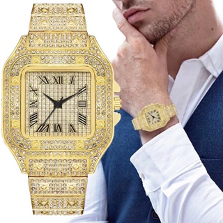 ภาพหน้าปกสินค้า2023 แฟชั่นน้ำแข็งนาฬิกาผู้ชายเพชรเหล็ก Hip Hop ผู้ชายนาฬิกาแบรนด์หรูนาฬิกาทอง ที่เกี่ยวข้อง