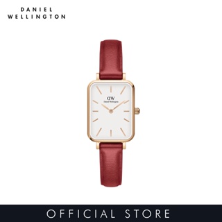 (ทักแชทรับโค้ด) [Free Valentinegift box]Daniel Wellington นาฬิกาข้อมือ QUADRO PRESSED SUFFOLK RG White สีแดง