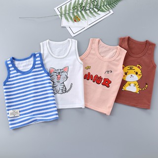 ILOVEBABIES เสื้อกั๊กผ้าฝ้ายฤดูร้อนเด็กชายและเด็กหญิง, เสื้อแขนกุดพิมพ์การ์ตูน, เย็นและระบายอากาศ, ผ้านุ่ม