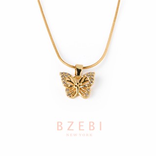 BZEBI สร้อยคอ แฟชั่น ทอง จี้ ผีเสื้อ ผู้หญิง ทองคํา สีทอง สไตล์เกาหลี 18k เครื่องประดับ สําหรับผู้หญิง 1119n