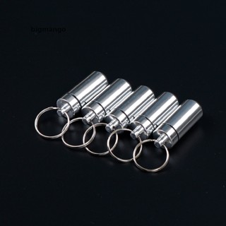 [bigmango] 5 Pcs Waterproof Aluminum Pill Box Case Drug Container Holder Keyring New Stock