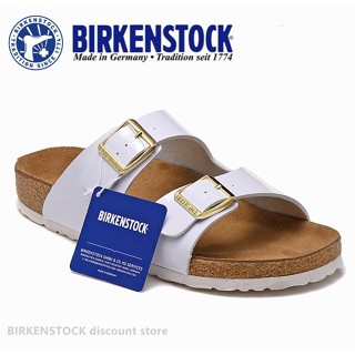 【Original】Birkenstock Arizona Mens/Female Classic Cork White Mirror Slippers Beach Casual Shoes 34-46