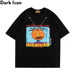 T-Shirt Round Neck Short Sleeve Cotton Printed Dark Icon Street Style With Chain Summer Fashion For Men S-5XL_04