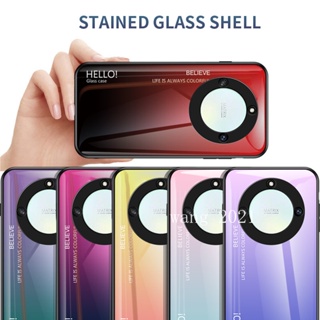 Ready Stock 2023 New Casing Honor X9a X7a X8a 5G เคส Phone Case Gradient Color Tempered Glass Anti Fall Hard Case เคสโทรศัพท