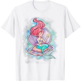 HOT ITEM!!Family Tee Couple Tee Disney Little Mermaid Ariel In Shell Watercolor T-Shirt - Mens T-Shirt_03