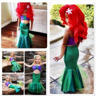 ชุดเดรสคอสเพลย์นางเงือกน้อย Ariel Little Mermaid สําหรับเด็ก อายุ 7 ปี