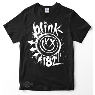 เสื้อยืดคอกลมเสื้อยืด คอลึก พิมพ์ลายโลโก้ Blink 182 blink182 สไตล์พังก์S-4XL
