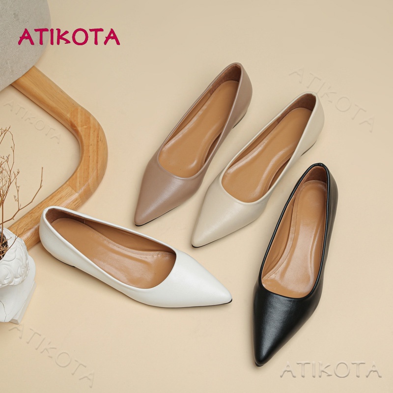atikota-รองเท้าลําลอง-ส้นแบน-หัวแหลม-สีพื้น-ใส่สบาย-เข้ากับทุกการแต่งกาย-แฟชั่นสําหรับสตรี